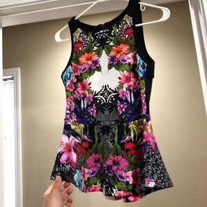 Bebe open back peplum tank top